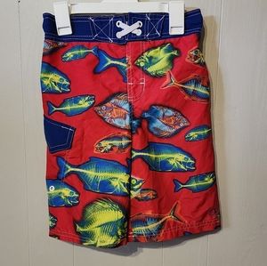 OP Red Swim Trunks Boys Medium Fish Swim Trunks A265